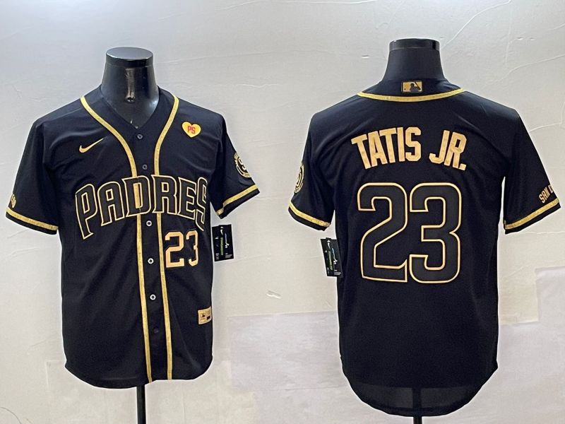 Men San Diego Padres #23 Tatis jr Black Gold Game 2025 Nike MLB Jersey style 13